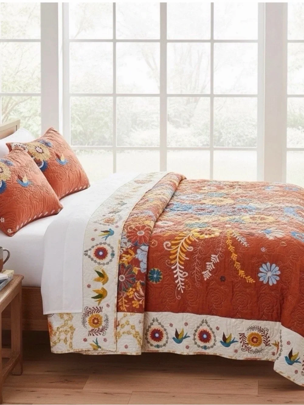 NEW Anthropologie King Reversible Boho Quilt Bedspread Bedding Sham Set
